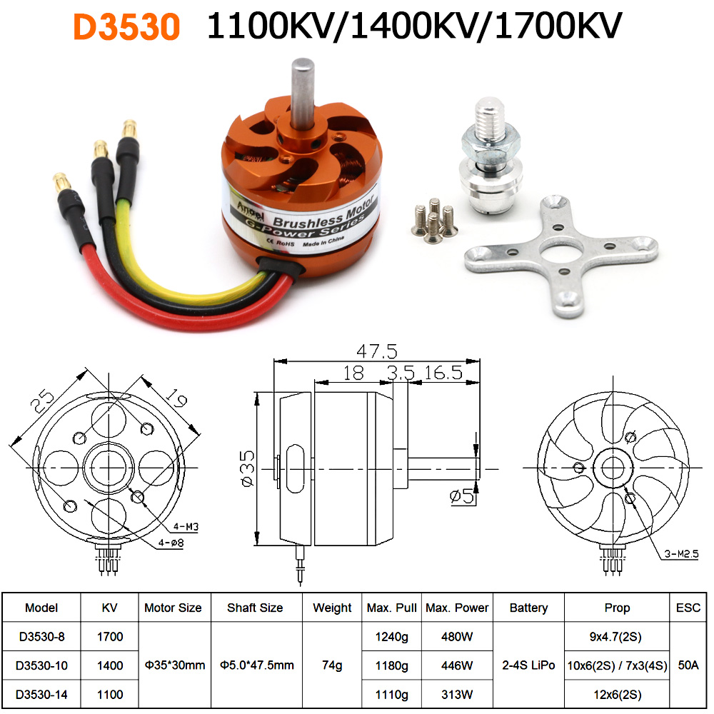 D3530 1100KV 1400KV 1700KV Bru - огляд і ціна Rc Helicopter Mini